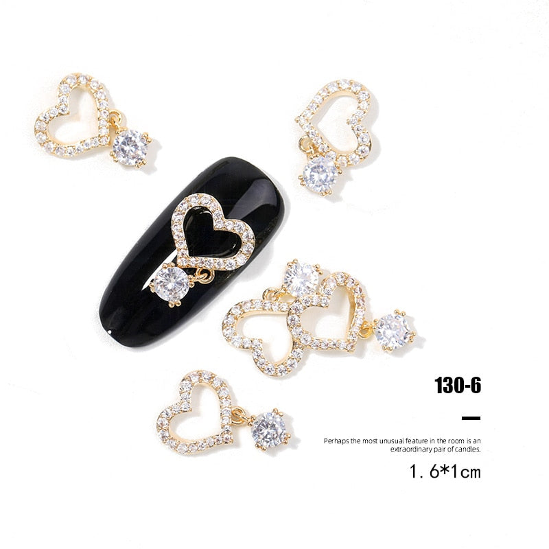 Pieces 3D Metal Nail art Jewelry Japanese Nail Decorations Top Quality Crystal Manicure Zircon Diamond Charms Pendants