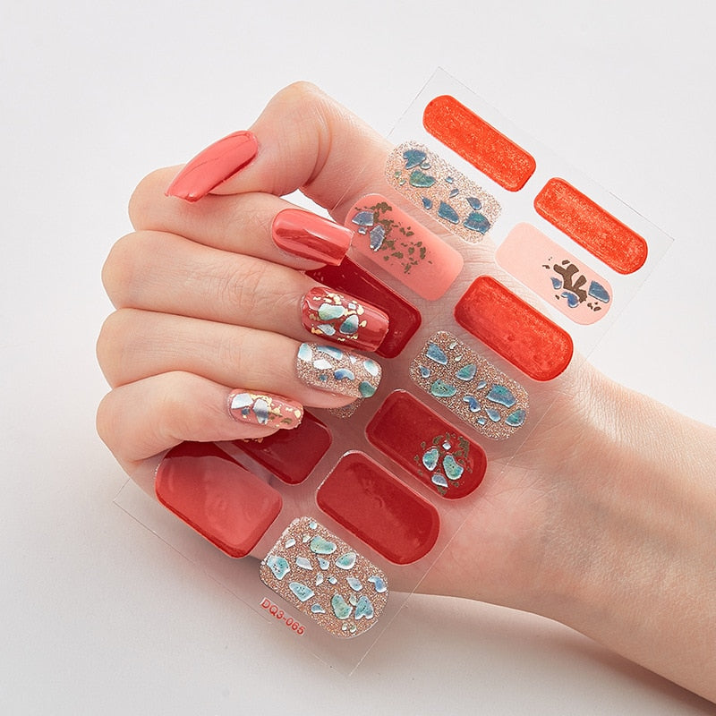 Three Sorts 0f Nail Stickers Glitter Series Minimalist Design Designed Nail Strips Nail Tips Designer Nail Decals Manicure