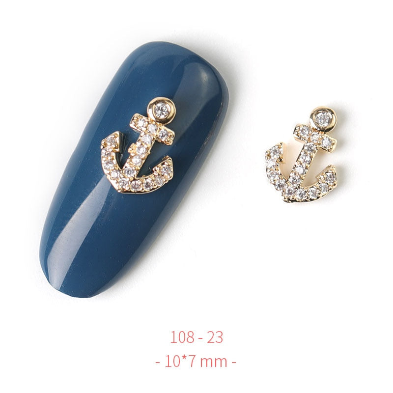 Pieces 3D Metal Nail art Jewelry Japanese Nail Decorations Top Quality Crystal Manicure Zircon Diamond Charms Pendants