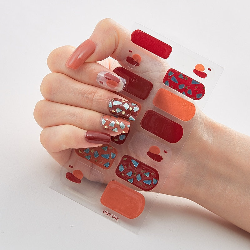 Three Sorts 0f Nail Stickers Glitter Series Minimalist Design Designed Nail Strips Nail Tips Designer Nail Decals Manicure