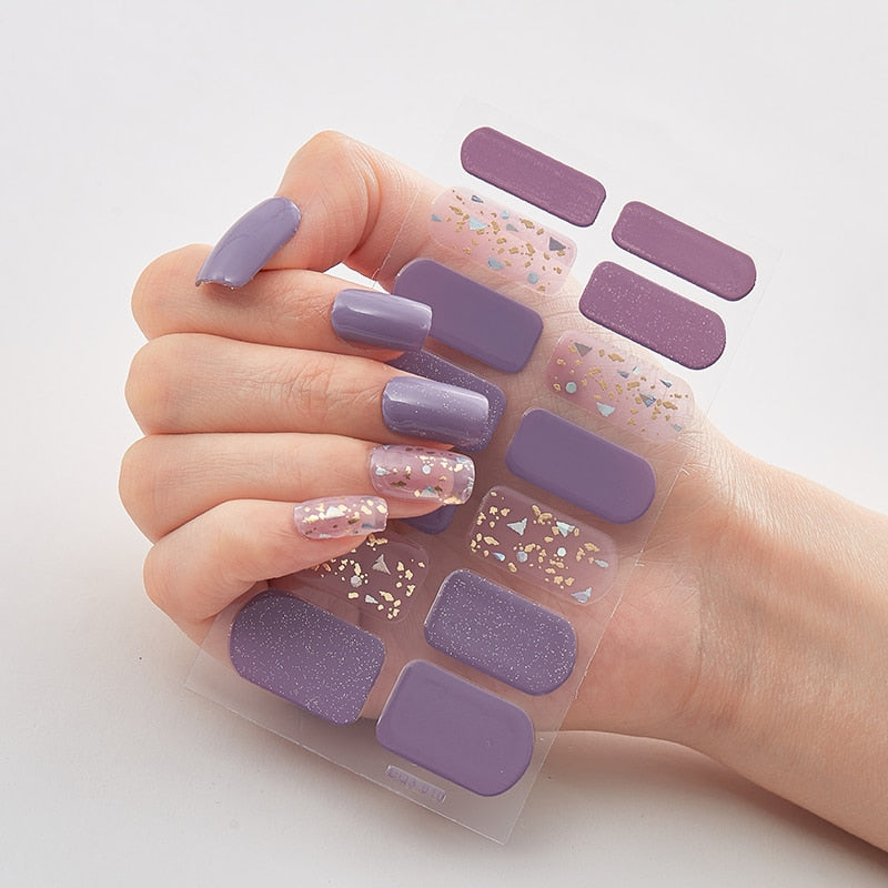 Three Sorts 0f Nail Stickers Glitter Series Minimalist Design Designed Nail Strips Nail Tips Designer Nail Decals Manicure