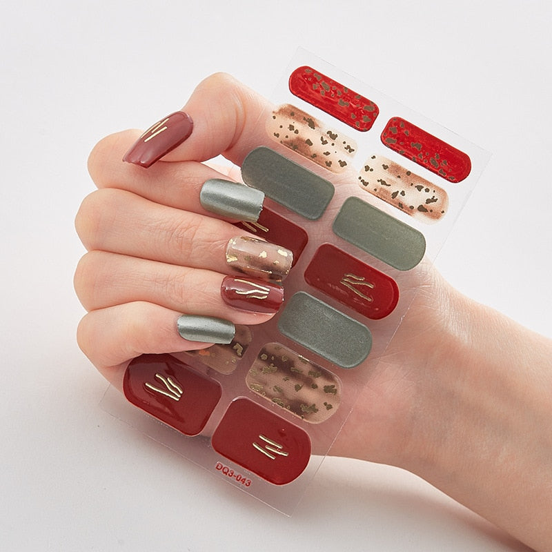 Three Sorts 0f Nail Stickers Glitter Series Minimalist Design Designed Nail Strips Nail Tips Designer Nail Decals Manicure