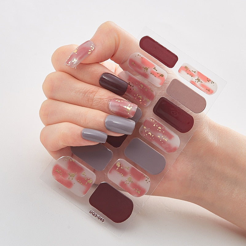 Three Sorts 0f Nail Stickers Glitter Series Minimalist Design Designed Nail Strips Nail Tips Designer Nail Decals Manicure