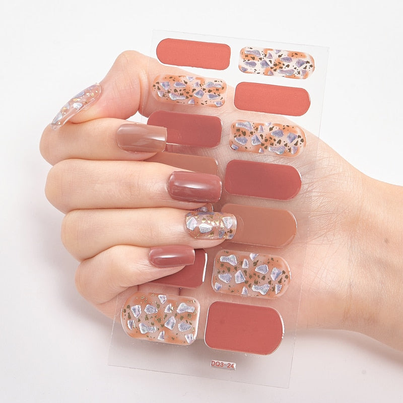 Three Sorts 0f Nail Stickers Glitter Series Minimalist Design Designed Nail Strips Nail Tips Designer Nail Decals Manicure
