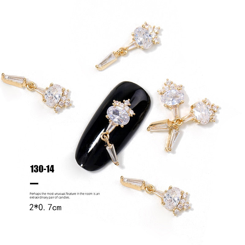 Pieces 3D Metal Nail art Jewelry Japanese Nail Decorations Top Quality Crystal Manicure Zircon Diamond Charms Pendants
