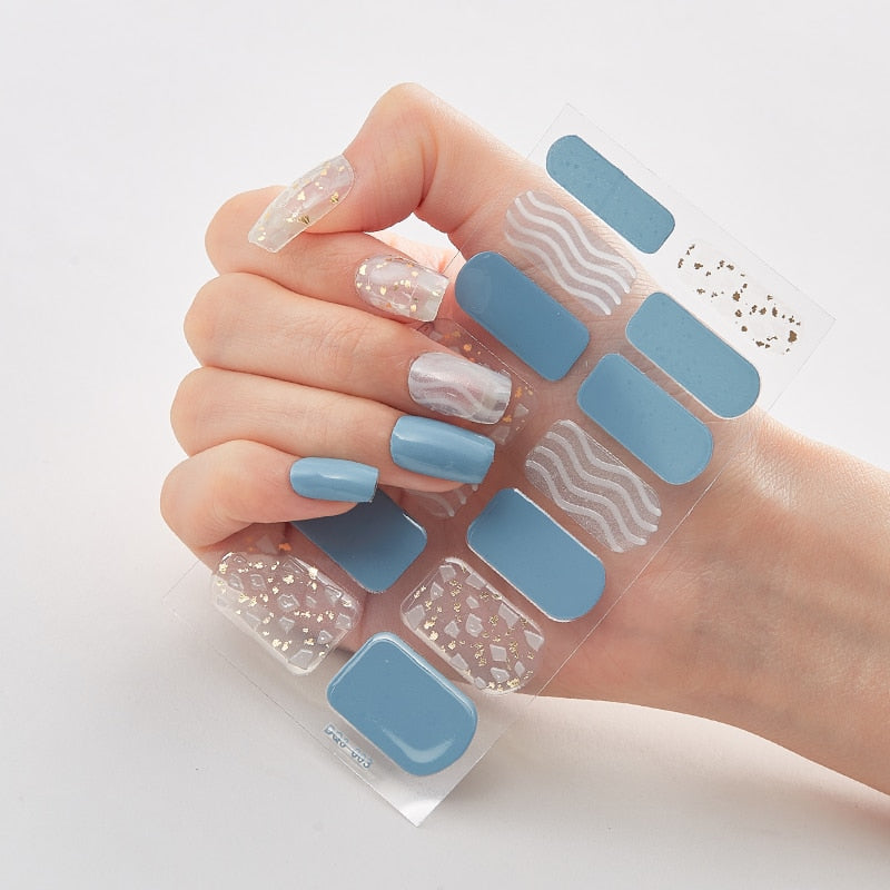 Three Sorts 0f Nail Stickers Glitter Series Minimalist Design Designed Nail Strips Nail Tips Designer Nail Decals Manicure