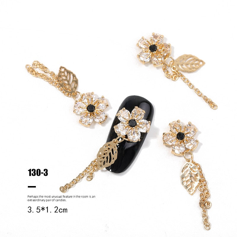 Pieces 3D Metal Nail art Jewelry Japanese Nail Decorations Top Quality Crystal Manicure Zircon Diamond Charms Pendants