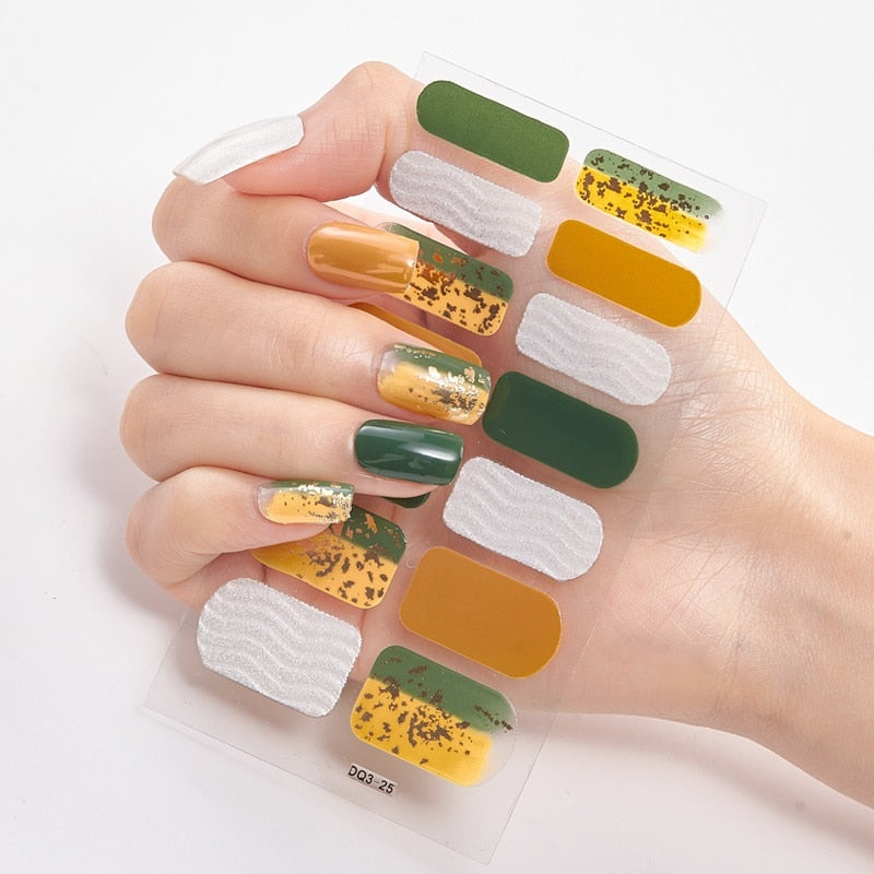 Three Sorts 0f Nail Stickers Glitter Series Minimalist Design Designed Nail Strips Nail Tips Designer Nail Decals Manicure