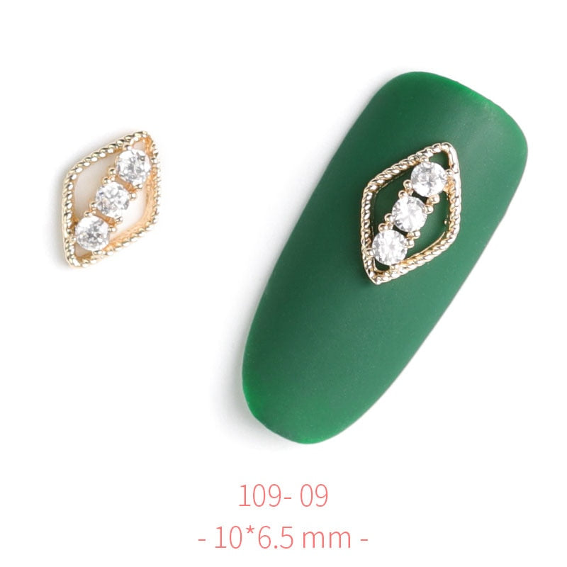 Pieces 3D Metal Nail art Jewelry Japanese Nail Decorations Top Quality Crystal Manicure Zircon Diamond Charms Pendants