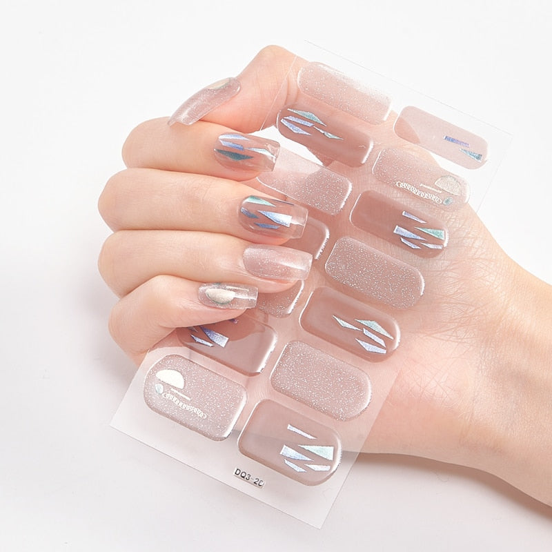 Three Sorts 0f Nail Stickers Glitter Series Minimalist Design Designed Nail Strips Nail Tips Designer Nail Decals Manicure