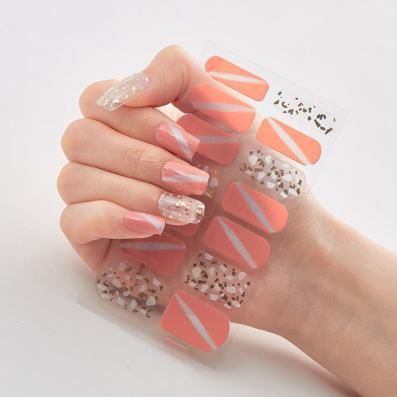 Three Sorts 0f Nail Stickers Glitter Series Minimalist Design Designed Nail Strips Nail Tips Designer Nail Decals Manicure