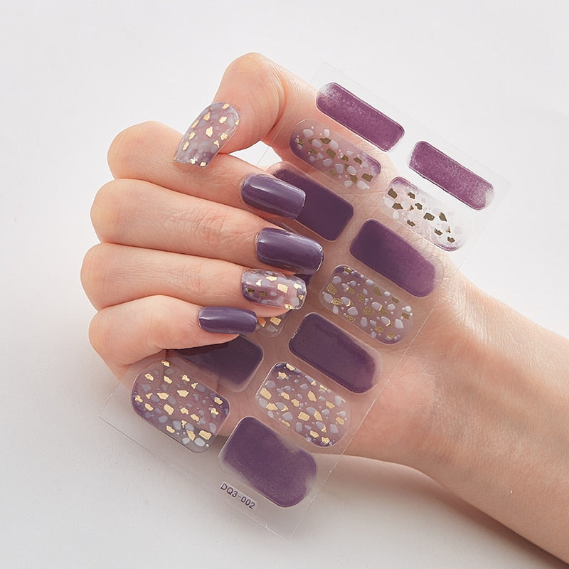 Three Sorts 0f Nail Stickers Glitter Series Minimalist Design Designed Nail Strips Nail Tips Designer Nail Decals Manicure