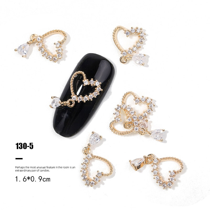 Pieces 3D Metal Nail art Jewelry Japanese Nail Decorations Top Quality Crystal Manicure Zircon Diamond Charms Pendants