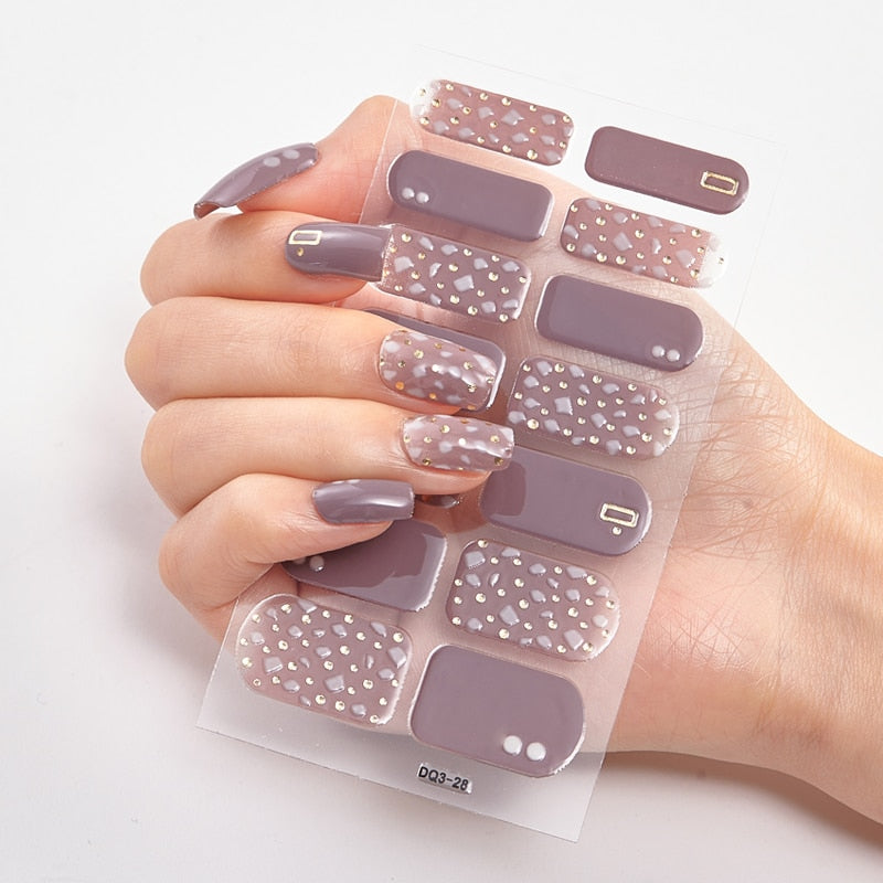 Three Sorts 0f Nail Stickers Glitter Series Minimalist Design Designed Nail Strips Nail Tips Designer Nail Decals Manicure