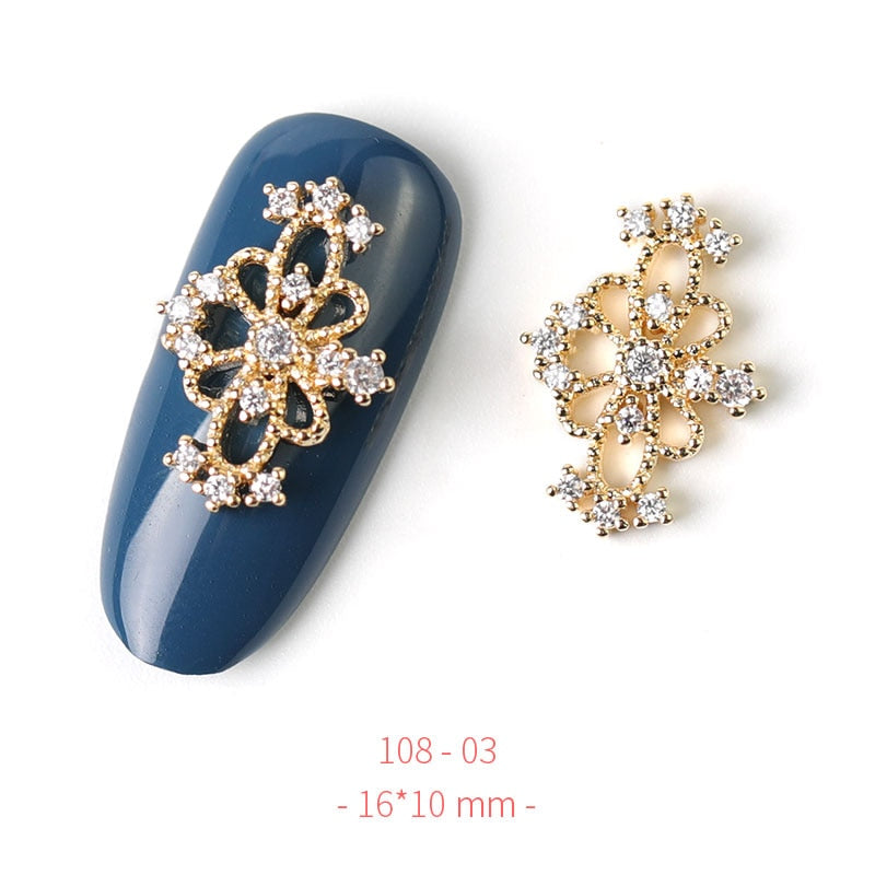 Pieces 3D Metal Nail art Jewelry Japanese Nail Decorations Top Quality Crystal Manicure Zircon Diamond Charms Pendants