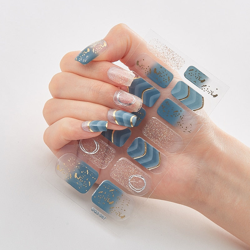 Three Sorts 0f Nail Stickers Glitter Series Minimalist Design Designed Nail Strips Nail Tips Designer Nail Decals Manicure