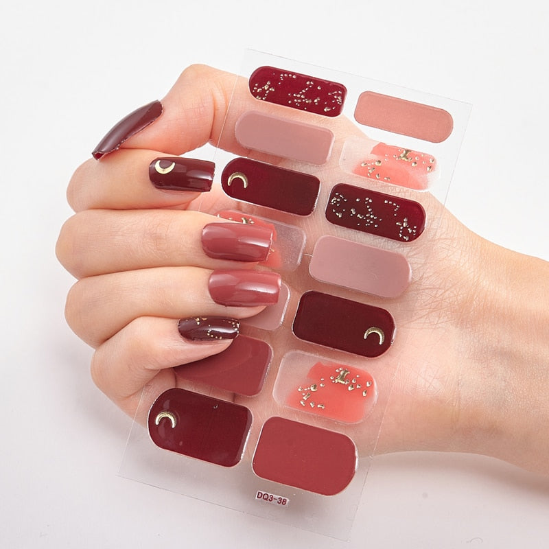 Three Sorts 0f Nail Stickers Glitter Series Minimalist Design Designed Nail Strips Nail Tips Designer Nail Decals Manicure