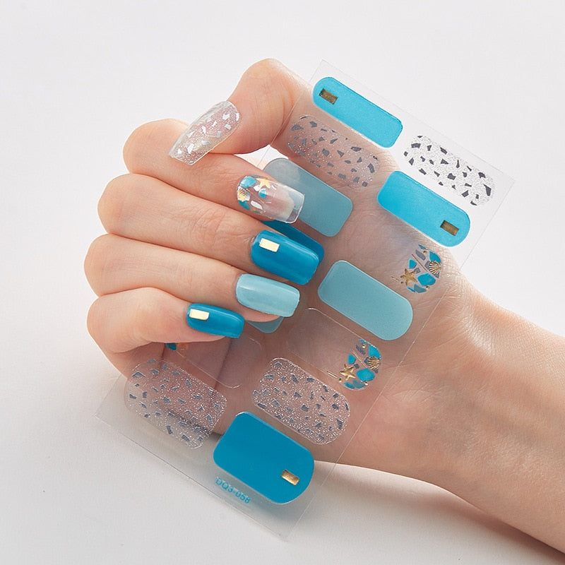 Three Sorts 0f Nail Stickers Glitter Series Minimalist Design Designed Nail Strips Nail Tips Designer Nail Decals Manicure