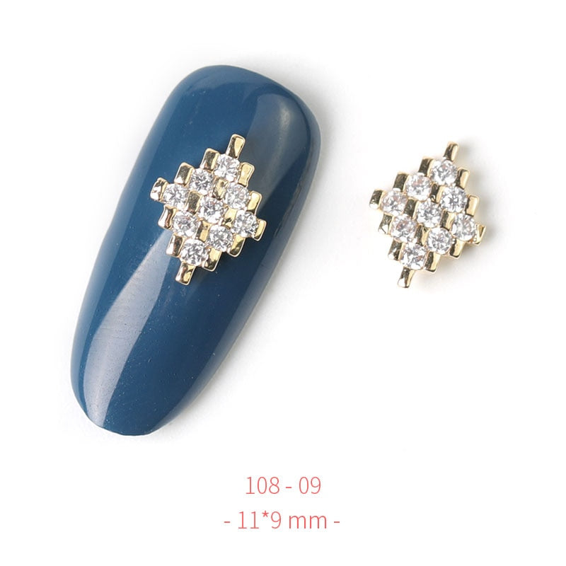 Pieces 3D Metal Nail art Jewelry Japanese Nail Decorations Top Quality Crystal Manicure Zircon Diamond Charms Pendants