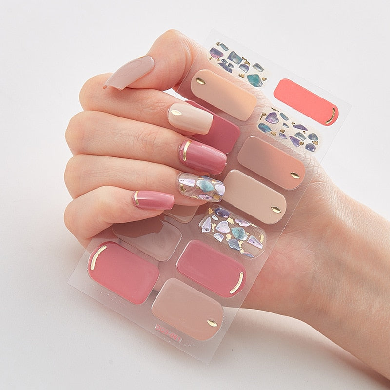 Three Sorts 0f Nail Stickers Glitter Series Minimalist Design Designed Nail Strips Nail Tips Designer Nail Decals Manicure