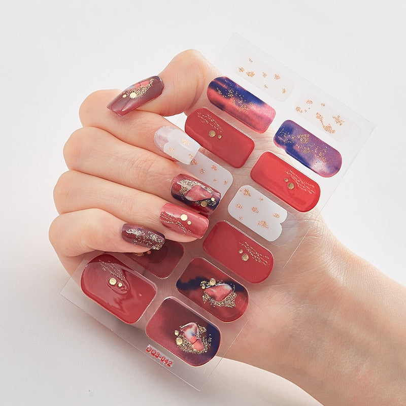 Three Sorts 0f Nail Stickers Glitter Series Minimalist Design Designed Nail Strips Nail Tips Designer Nail Decals Manicure
