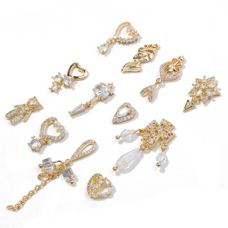 Pieces 3D Metal Nail art Jewelry Japanese Nail Decorations Top Quality Crystal Manicure Zircon Diamond Charms Pendants