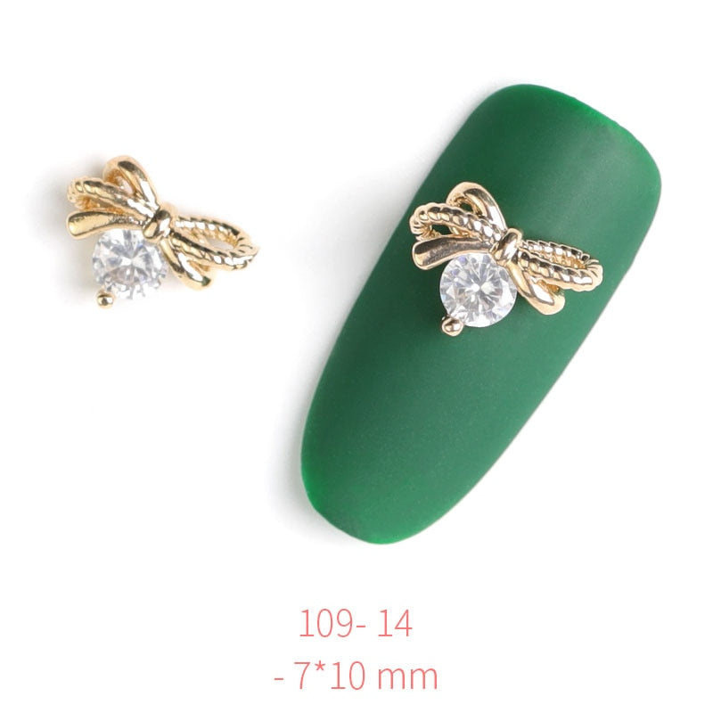 Pieces 3D Metal Nail art Jewelry Japanese Nail Decorations Top Quality Crystal Manicure Zircon Diamond Charms Pendants