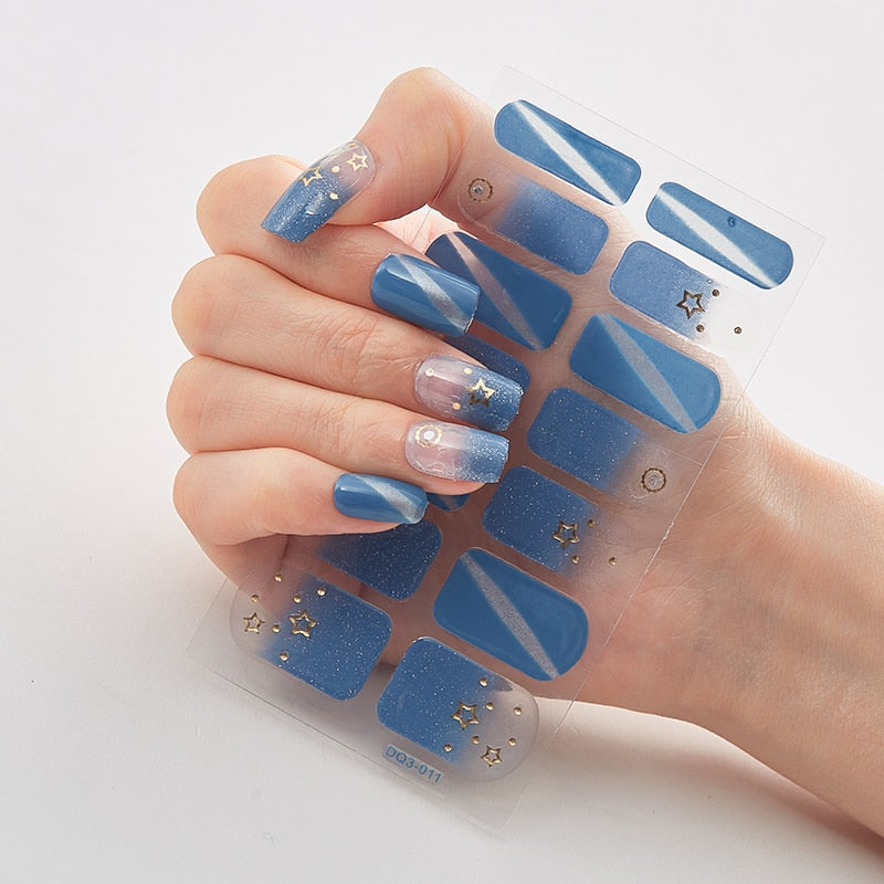 Three Sorts 0f Nail Stickers Glitter Series Minimalist Design Designed Nail Strips Nail Tips Designer Nail Decals Manicure