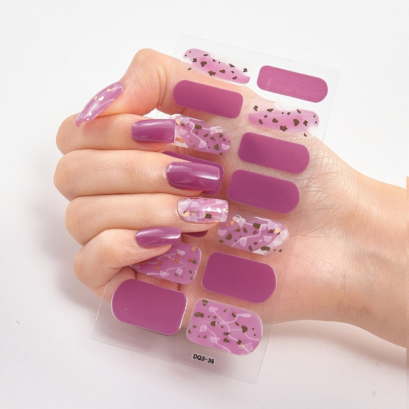 Three Sorts 0f Nail Stickers Glitter Series Minimalist Design Designed Nail Strips Nail Tips Designer Nail Decals Manicure
