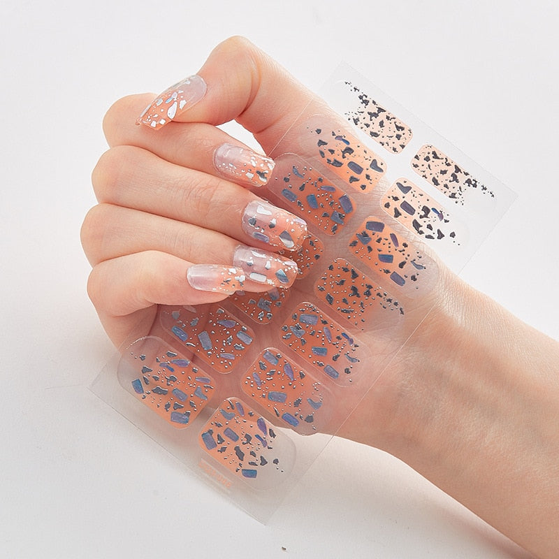 Three Sorts 0f Nail Stickers Glitter Series Minimalist Design Designed Nail Strips Nail Tips Designer Nail Decals Manicure