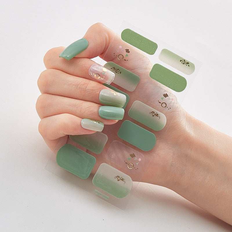 Three Sorts 0f Nail Stickers Glitter Series Minimalist Design Designed Nail Strips Nail Tips Designer Nail Decals Manicure