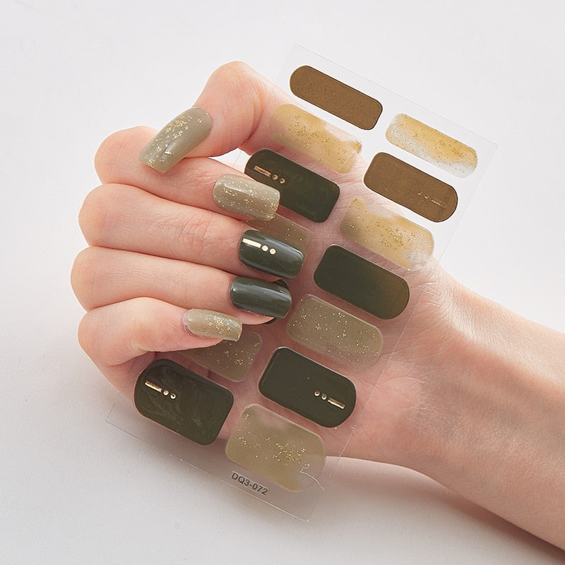 Three Sorts 0f Nail Stickers Glitter Series Minimalist Design Designed Nail Strips Nail Tips Designer Nail Decals Manicure