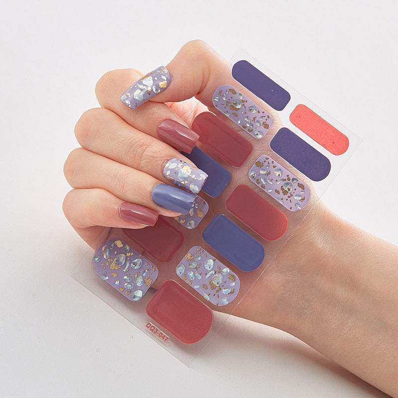 Three Sorts 0f Nail Stickers Glitter Series Minimalist Design Designed Nail Strips Nail Tips Designer Nail Decals Manicure