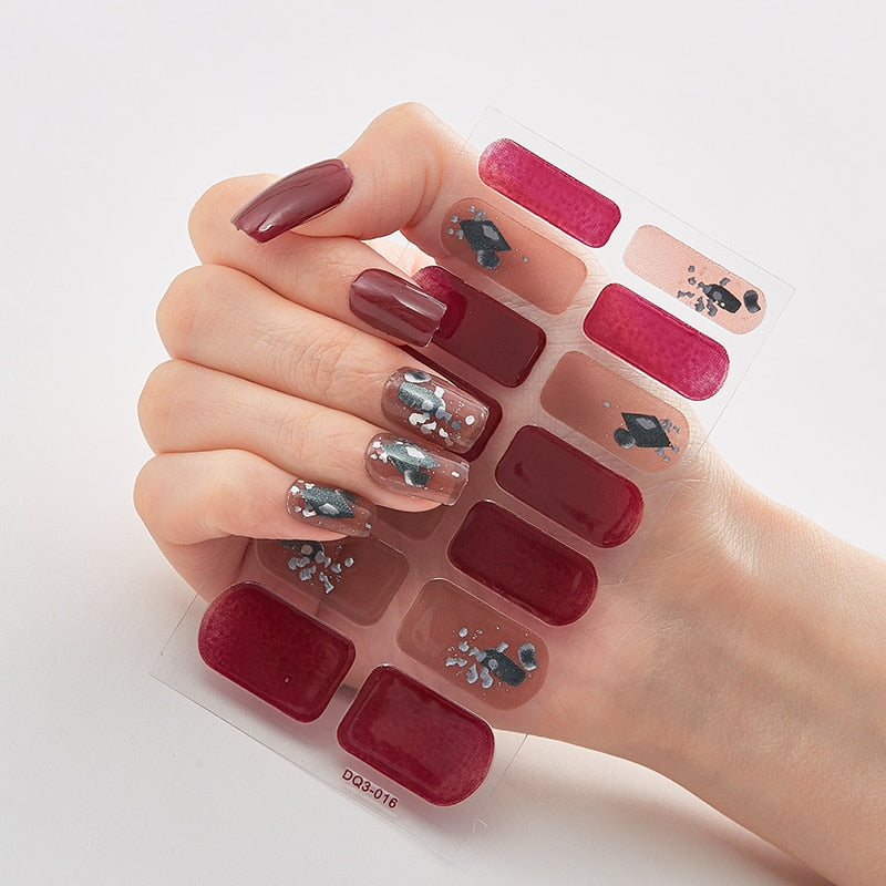 Three Sorts 0f Nail Stickers Glitter Series Minimalist Design Designed Nail Strips Nail Tips Designer Nail Decals Manicure