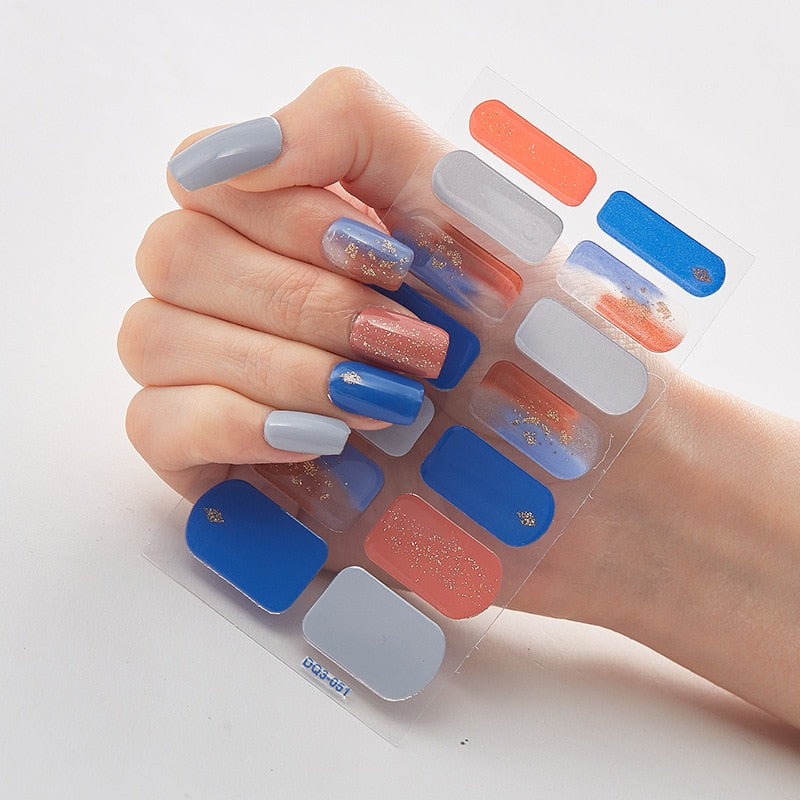 Three Sorts 0f Nail Stickers Glitter Series Minimalist Design Designed Nail Strips Nail Tips Designer Nail Decals Manicure