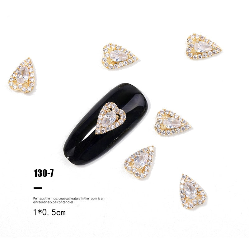 Pieces 3D Metal Nail art Jewelry Japanese Nail Decorations Top Quality Crystal Manicure Zircon Diamond Charms Pendants