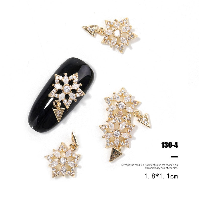Pieces 3D Metal Nail art Jewelry Japanese Nail Decorations Top Quality Crystal Manicure Zircon Diamond Charms Pendants
