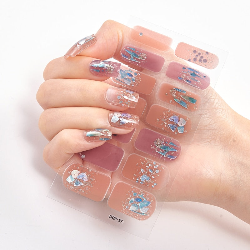 Three Sorts 0f Nail Stickers Glitter Series Minimalist Design Designed Nail Strips Nail Tips Designer Nail Decals Manicure