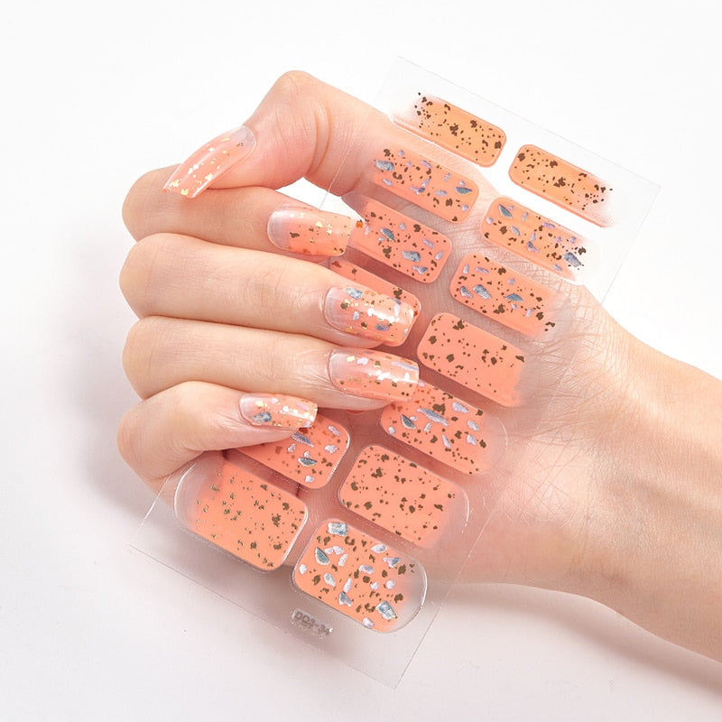 Three Sorts 0f Nail Stickers Glitter Series Minimalist Design Designed Nail Strips Nail Tips Designer Nail Decals Manicure