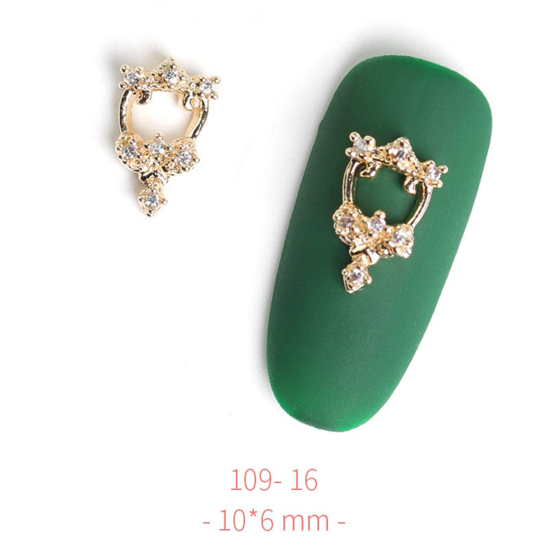 Pieces 3D Metal Nail art Jewelry Japanese Nail Decorations Top Quality Crystal Manicure Zircon Diamond Charms Pendants