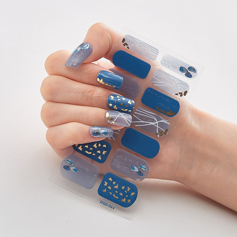 Three Sorts 0f Nail Stickers Glitter Series Minimalist Design Designed Nail Strips Nail Tips Designer Nail Decals Manicure