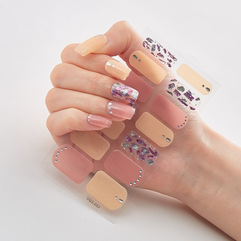 Three Sorts 0f Nail Stickers Glitter Series Minimalist Design Designed Nail Strips Nail Tips Designer Nail Decals Manicure