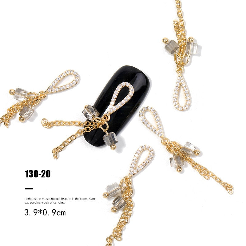 Pieces 3D Metal Nail art Jewelry Japanese Nail Decorations Top Quality Crystal Manicure Zircon Diamond Charms Pendants