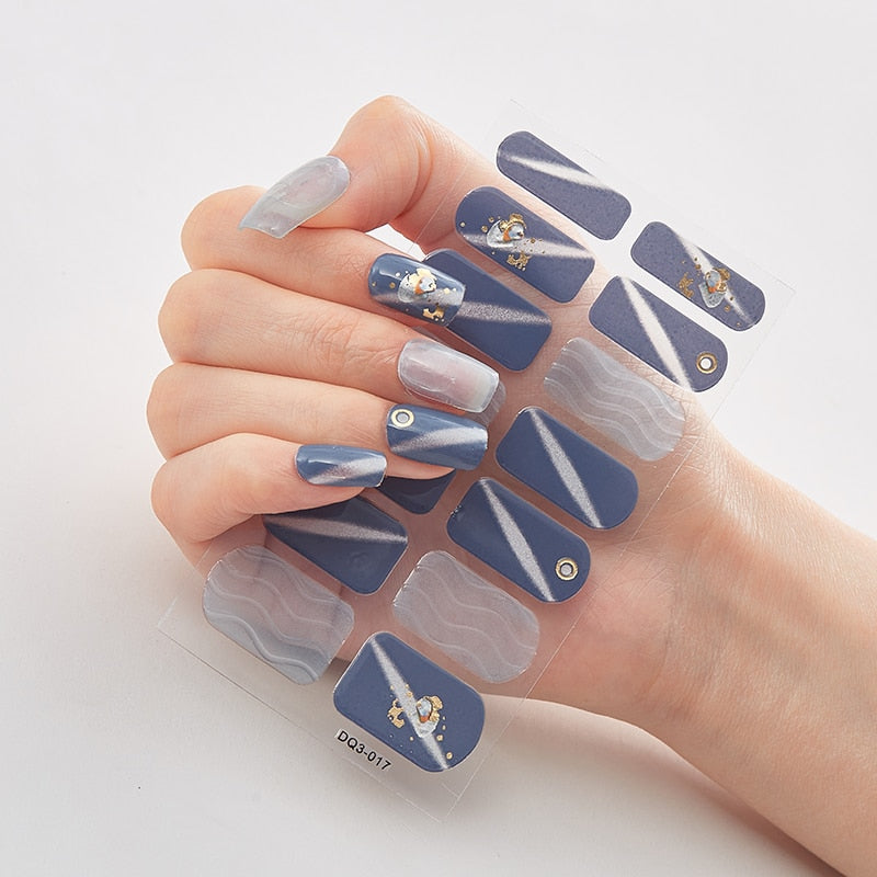 Three Sorts 0f Nail Stickers Glitter Series Minimalist Design Designed Nail Strips Nail Tips Designer Nail Decals Manicure