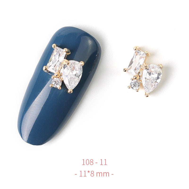 Pieces 3D Metal Nail art Jewelry Japanese Nail Decorations Top Quality Crystal Manicure Zircon Diamond Charms Pendants