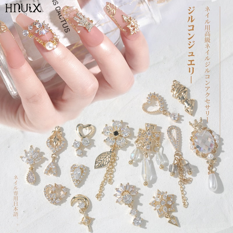 Pieces 3D Metal Nail art Jewelry Japanese Nail Decorations Top Quality Crystal Manicure Zircon Diamond Charms Pendants