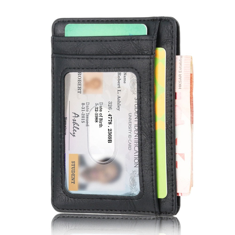 Slim RFID Blocking Leather Wallet Credit ID Card Holder Purse Money Case for Men Women 2020 Fashion Bag 11.5x8x0.5cm
