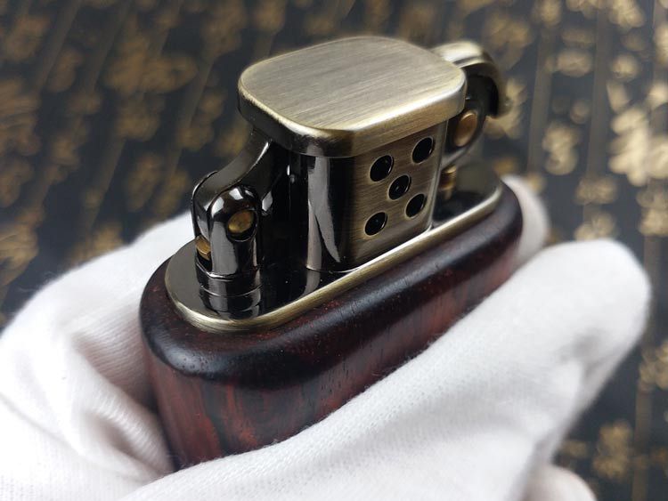Rosewood Vintage Gasoline Lighter Kerosene For Cigarette Gas Lighter Grinding Wheels Fire Lighter