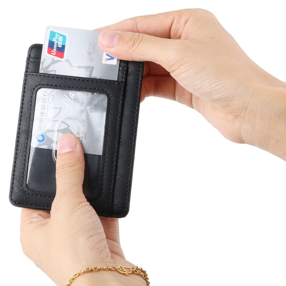 Slim RFID Blocking Leather Wallet Credit ID Card Holder Purse Money Case for Men Women 2020 Fashion Bag 11.5x8x0.5cm
