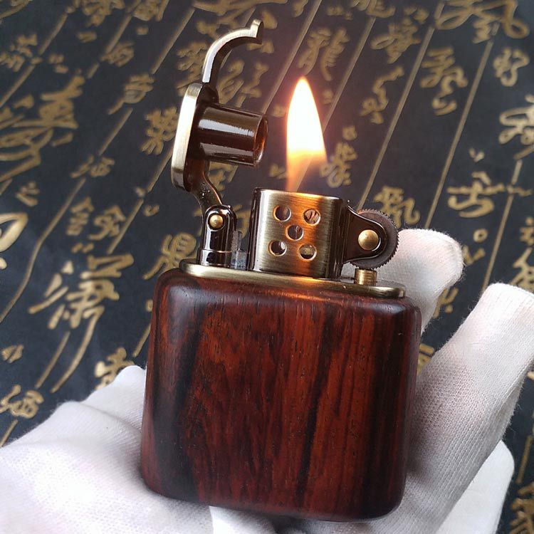 Rosewood Vintage Gasoline Lighter Kerosene For Cigarette Gas Lighter Grinding Wheels Fire Lighter